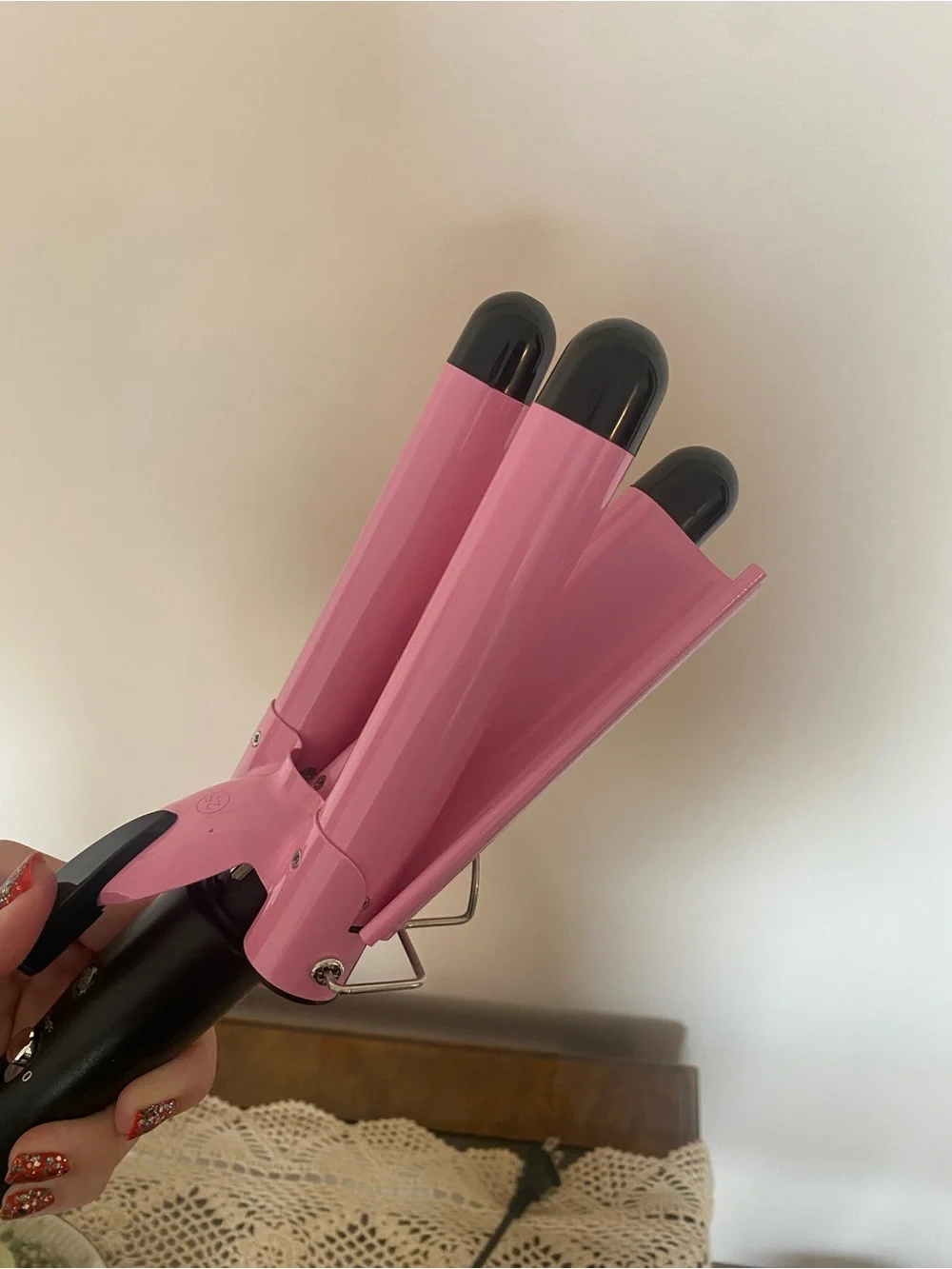 Pink Triple Barrel Mermaid Hair Waver - Professional Styling Tool